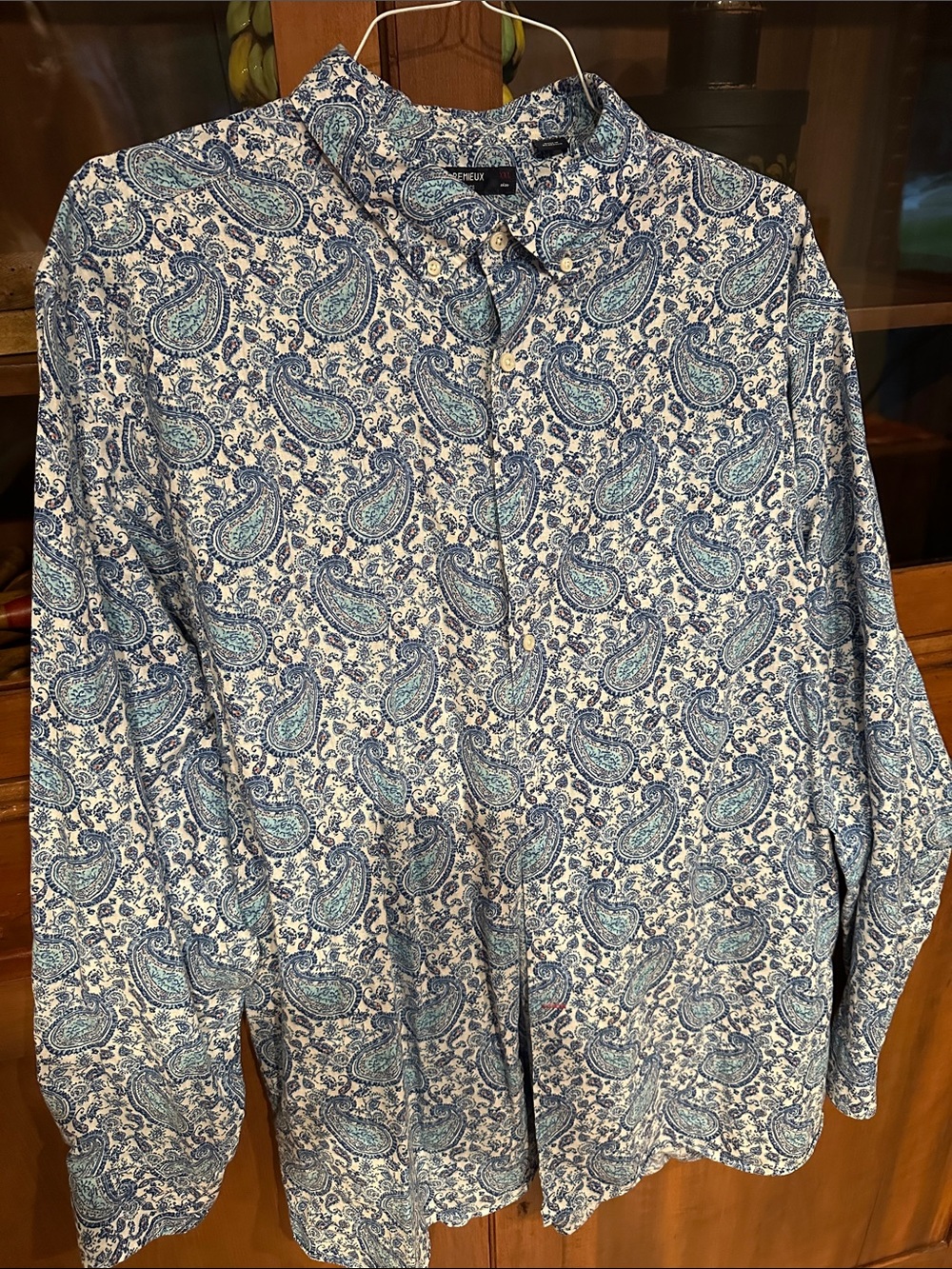 Daniel Cremieux Men's Paisley Button-Down Shirt in Blue and White